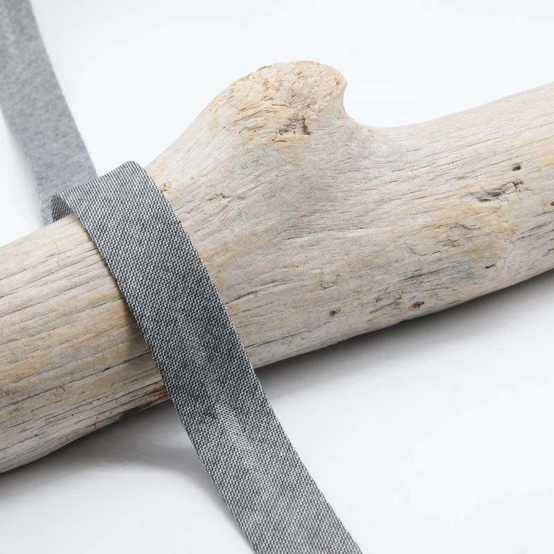 18mm Black Faded Denim Bias Tape - Maison Klem